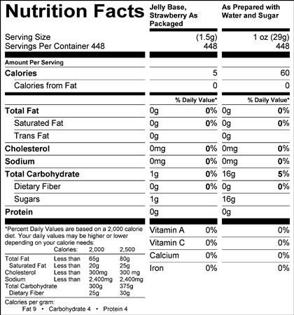 Strawberry Jelly Base (G1103) Nutritional Information