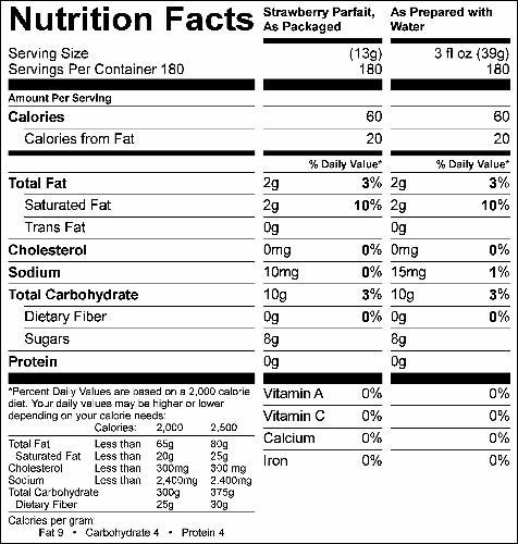 Strawberry Parfait (G1970) Nutritional Information