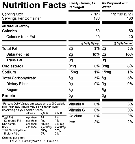 Rocky Road Frosty Creme (G1992) Nutritional Information